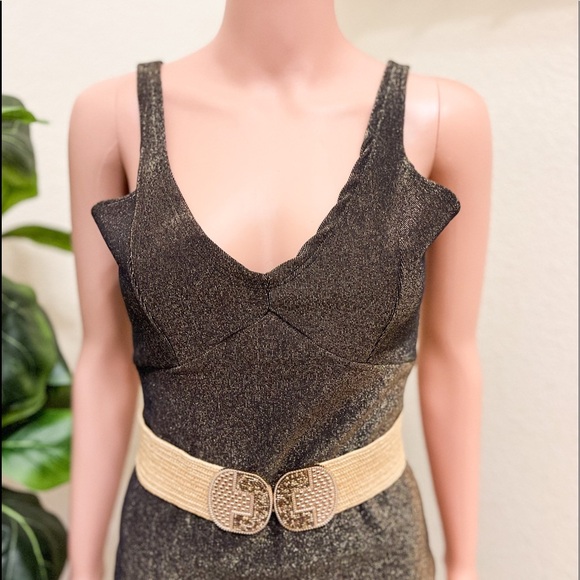 Midi Lurex Black/Gold Dress - Picture 5 of 10